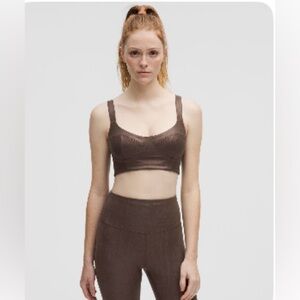 Lululemon everlux longline bra light support a/b cup matte foil espresso Medium